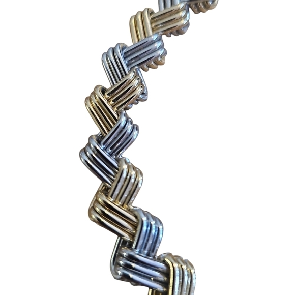 Gold and Silver Interlocking Chainmaille Clip Chain Choker Chunky Necklace - Picture 4 of 5